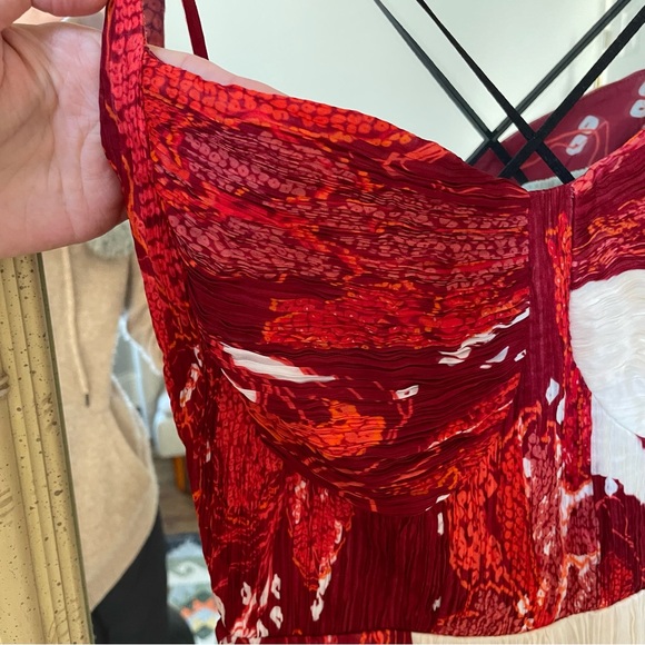 NWT Saaksha & Kinni Bandhandi Placement Print Micro Pleated Res Maxi Dress - Picture 5 of 11